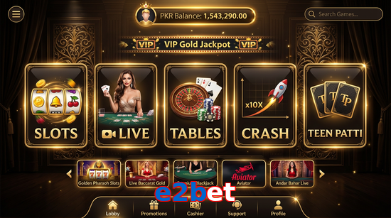 Main screen of E2bet casino page for PK players