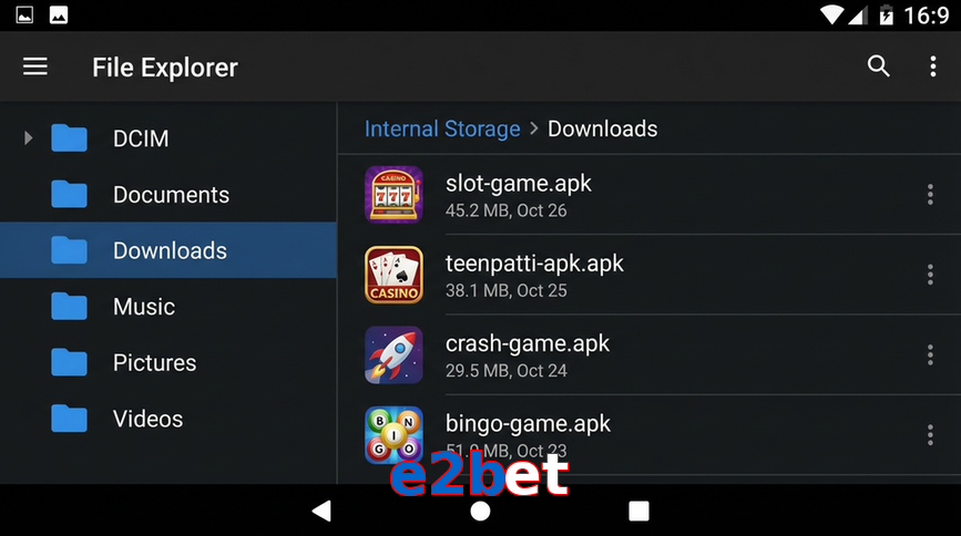 Main screen of E2bet gameapk page for PK players