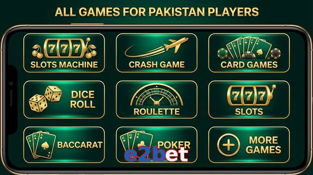 Main screen of E2bet games page for PK players